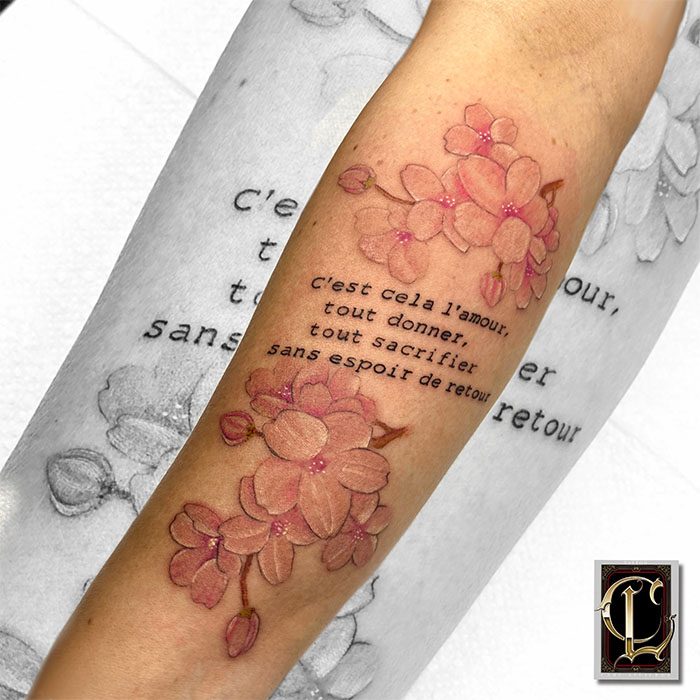 Tattoo Flowes and Text